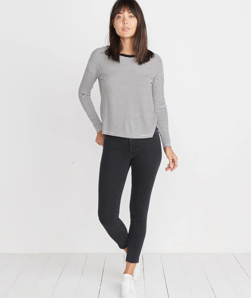 Merritt Crew in Black/White Stripe