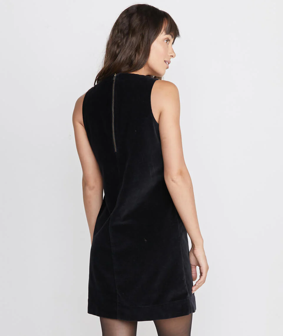 Cizon Velvet Shift Dress in Graphite