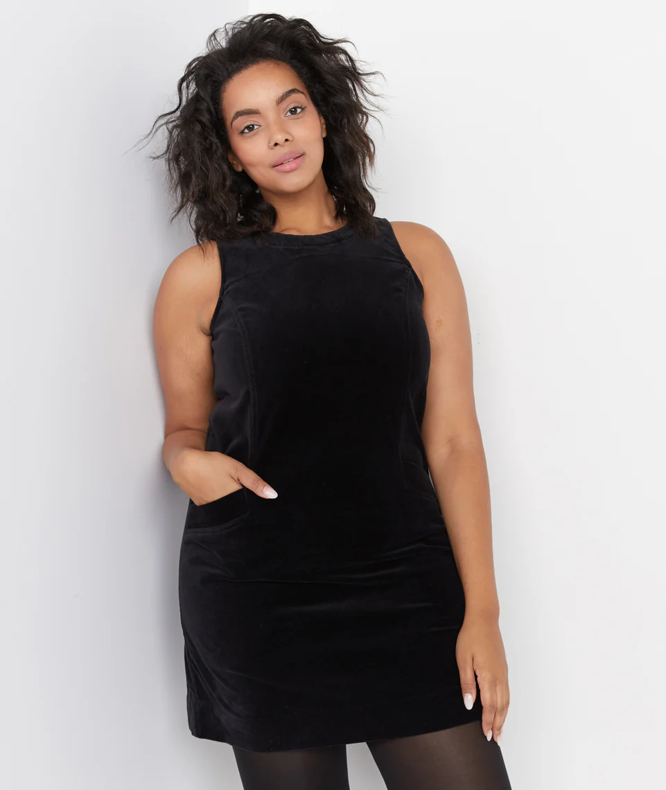 Cizon Velvet Shift Dress in Graphite