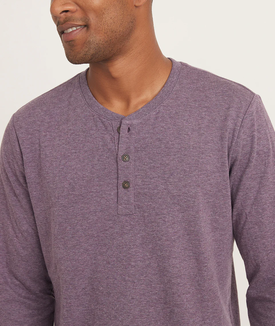 Double Knit Long Sleeve Henley in Dark Purple