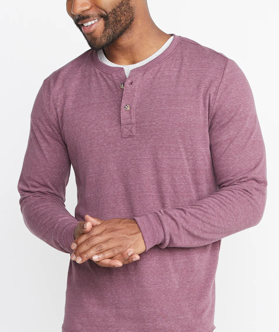 Double Knit Henley in Burgundy