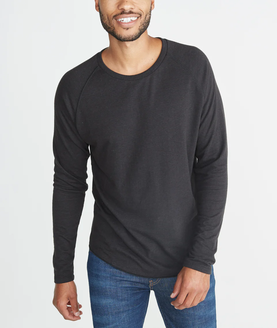 Double Knit Baseball Raglan in Faded Black