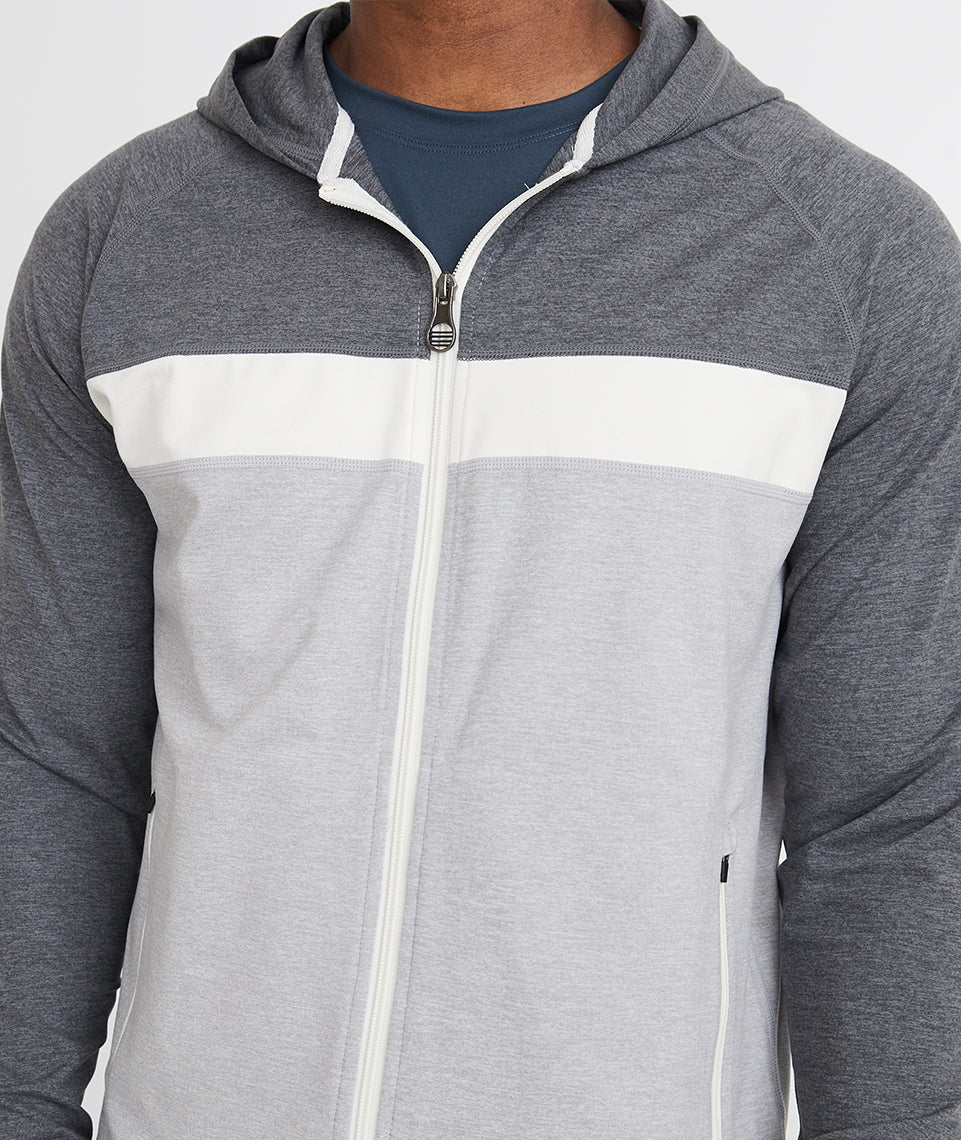 Keeler Zip Hoodie in Grey/White