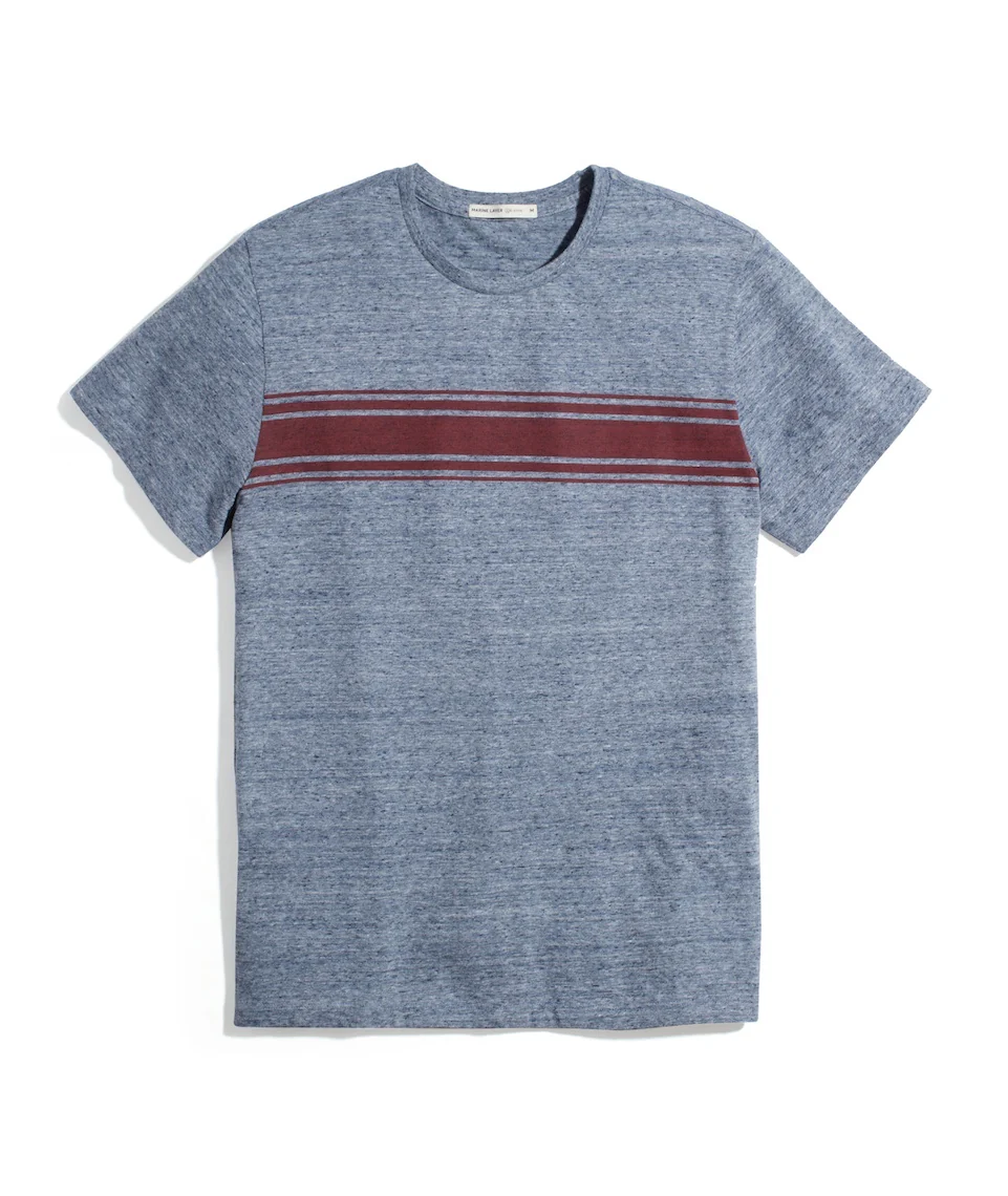 Signature Crew Graphic Tee in Heather Blue Neps