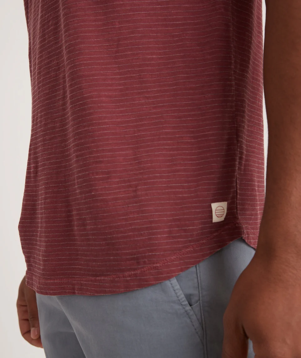 Saddle Hem Pocket Tee in Oxblood Red
