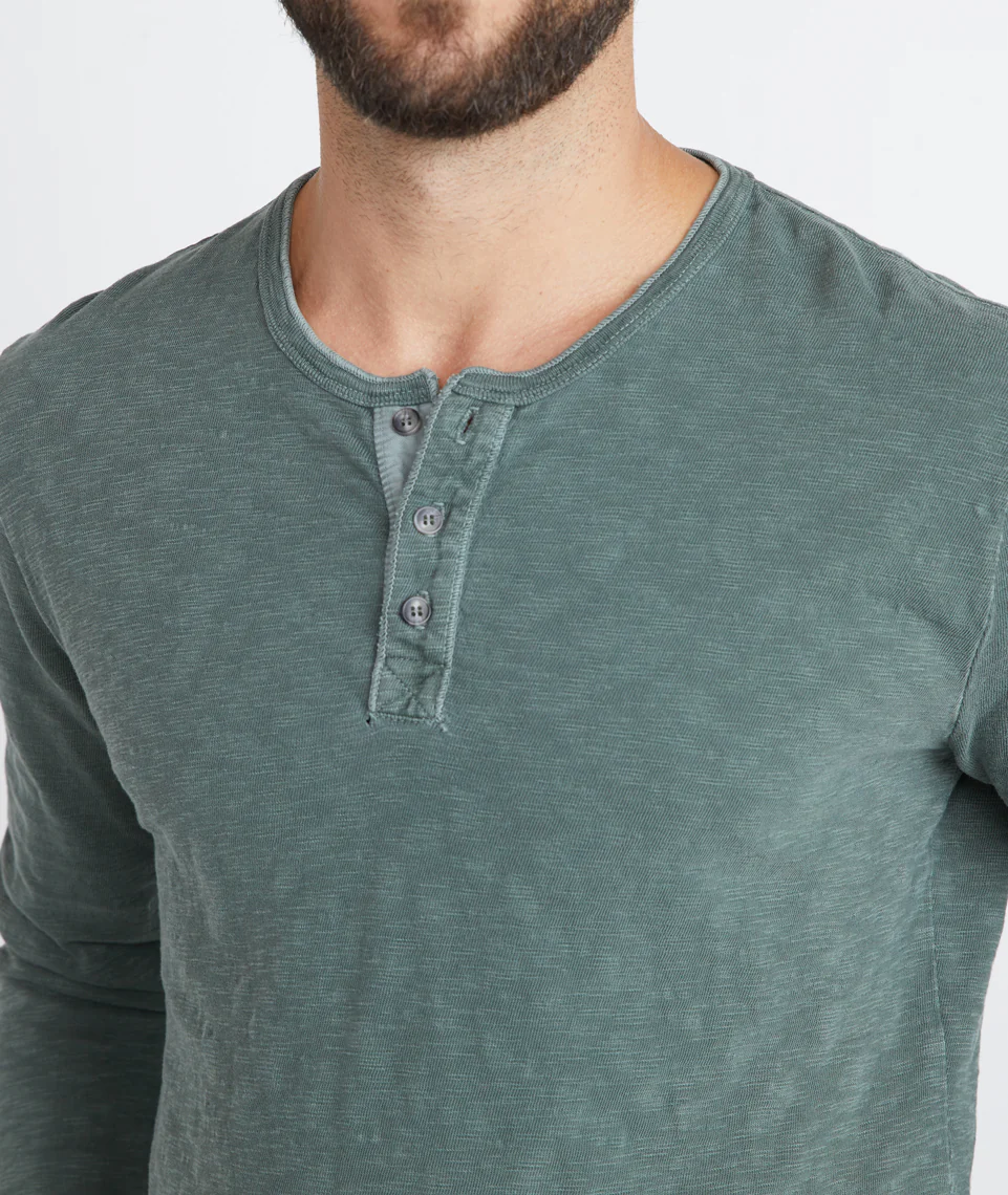 Lightweight Henley in Dusty Olive