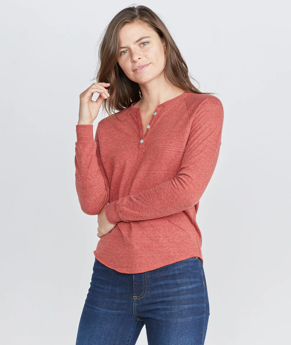 Double Knit Henley in Rosewood