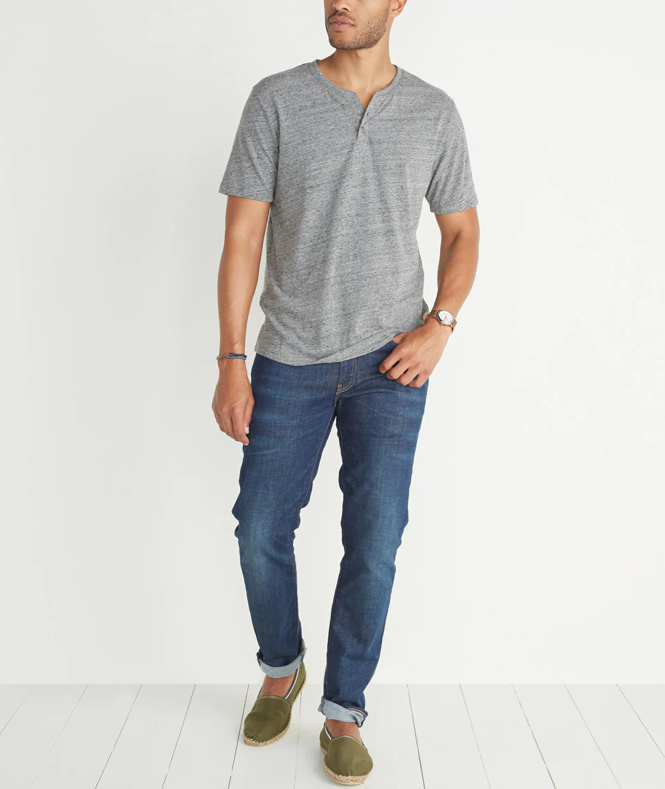 Shortsleeve Henley in Flax Grey