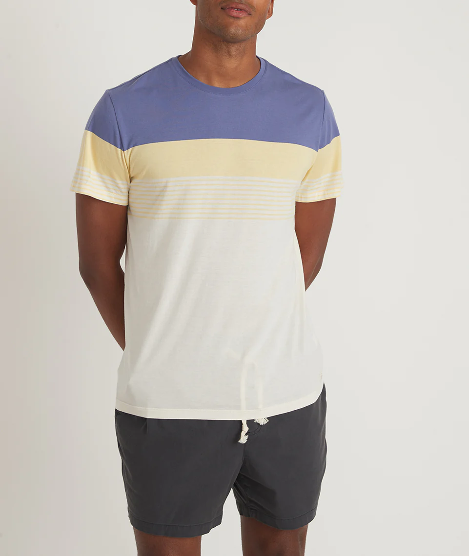 Signature Crew Tee in Cobalt/Apricot