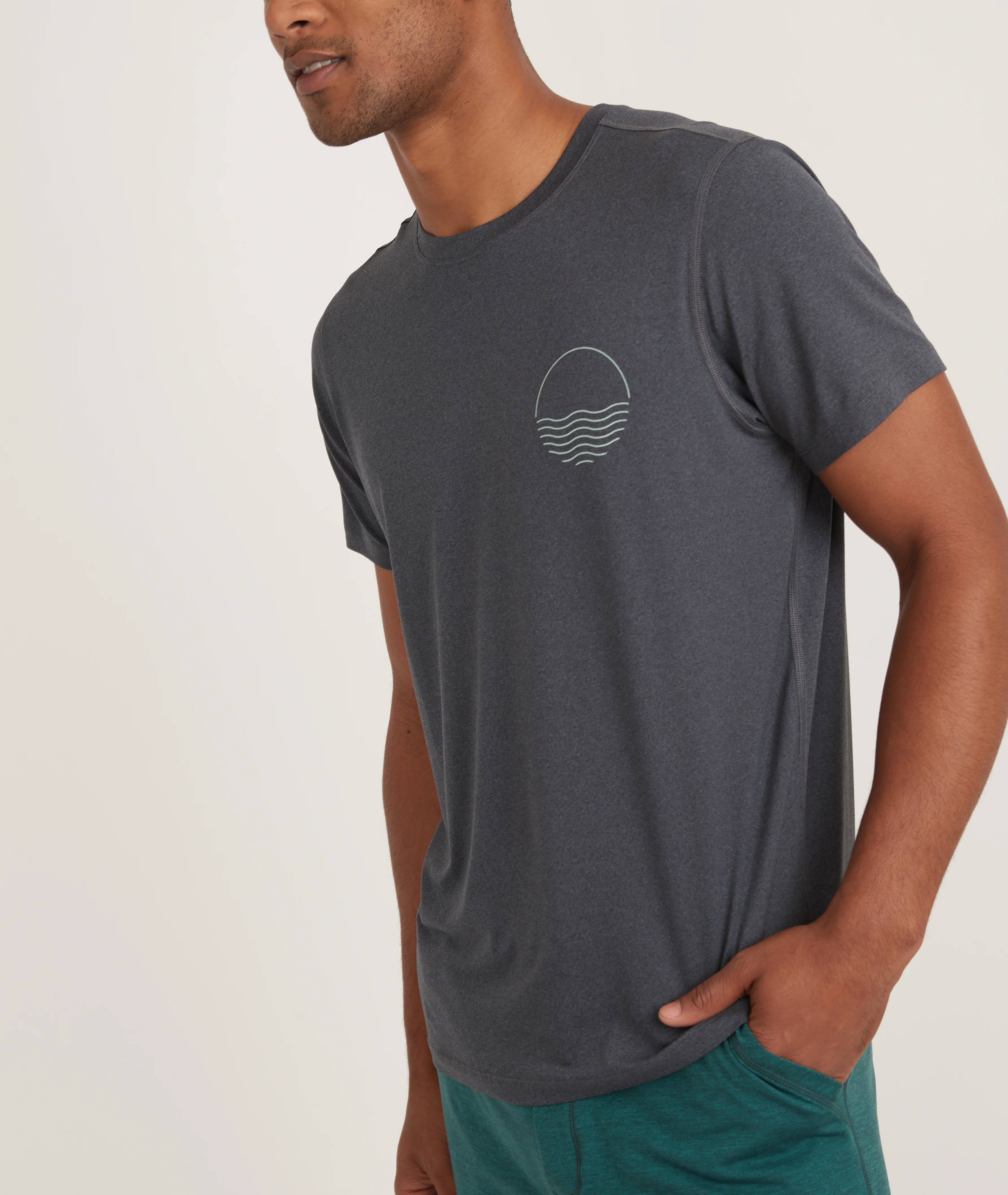 Sport Crew Graphic Tee in Dark Heather Grey