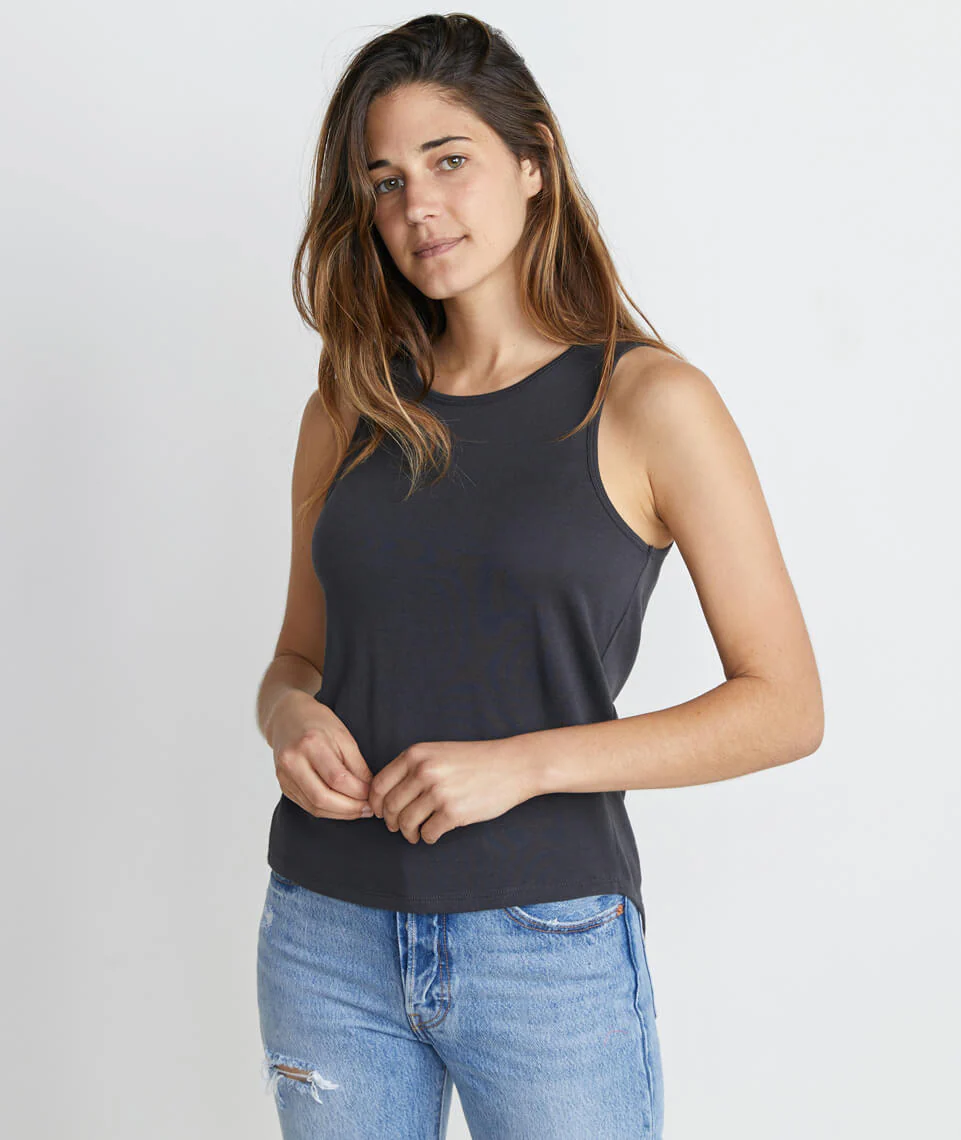 Lori Tie Back Tank in Faded Black