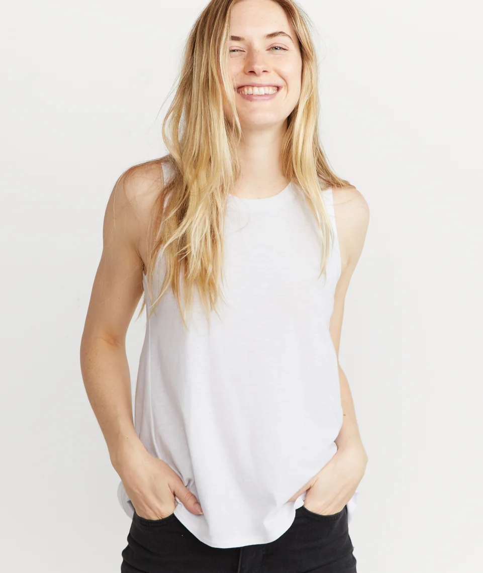 Tulip Back Tank in White