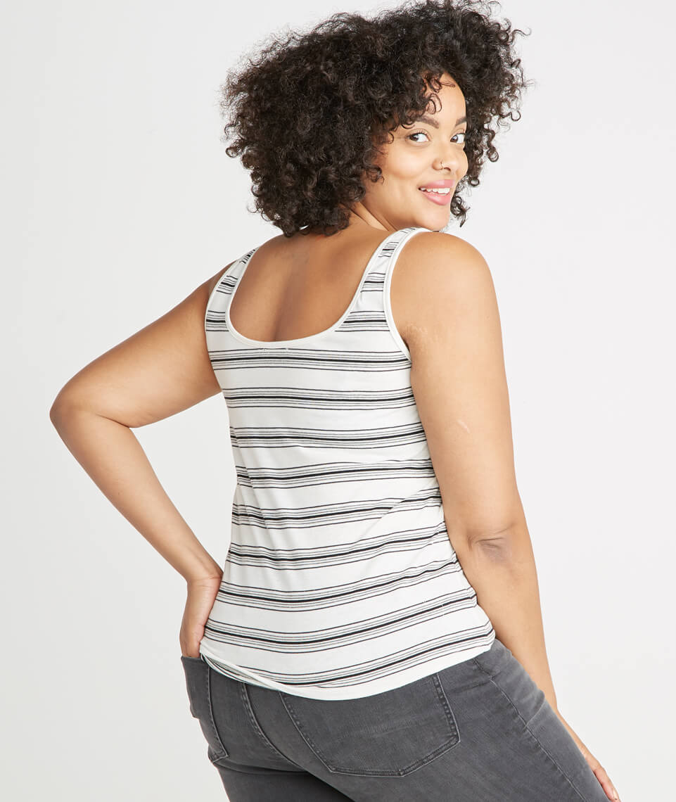 Logan Tank in Natural/Charcoal Stripe