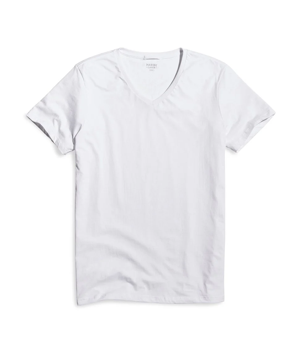 Signature V-Neck Tee in Pure White