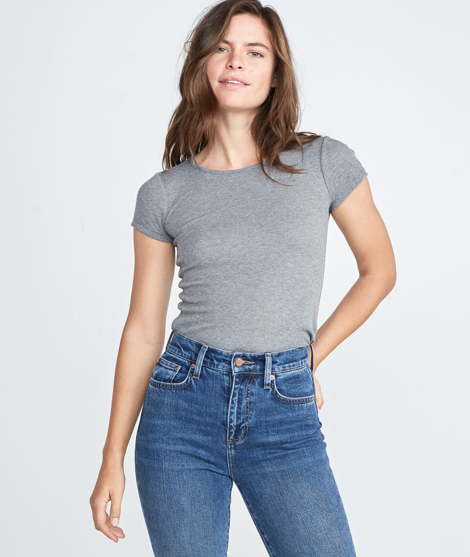 Lila Rib Scoopneck in Heather Grey