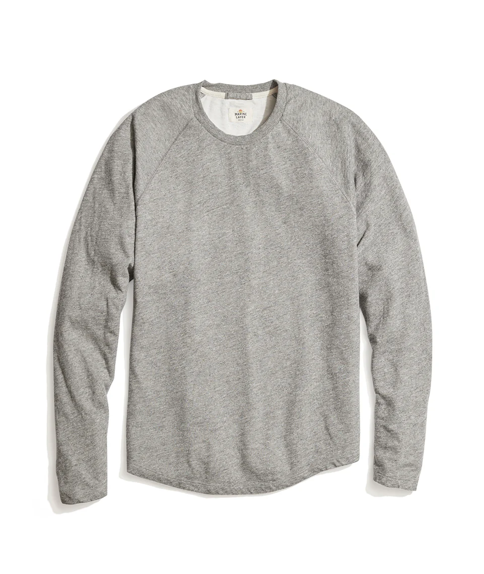 Double Knit Baseball Raglan in Heather Grey