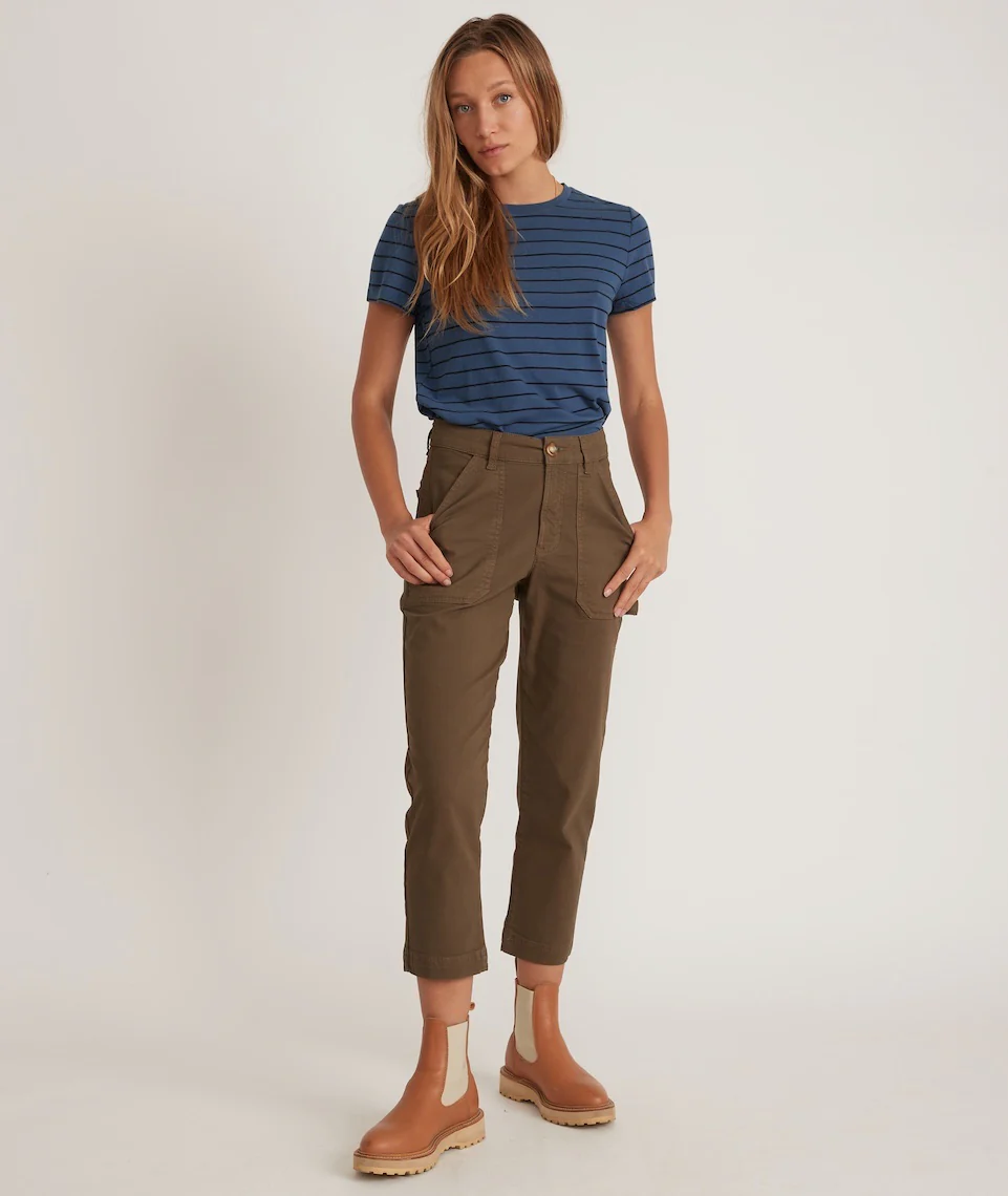 Classic Crew Tee in Navy and Black Stripe