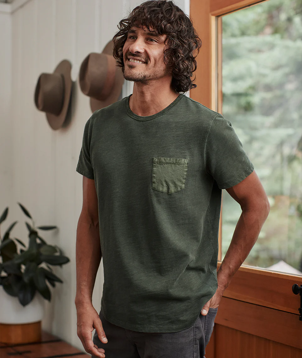 Vintage Heavy Slub Pocket Tee in Dark Forest