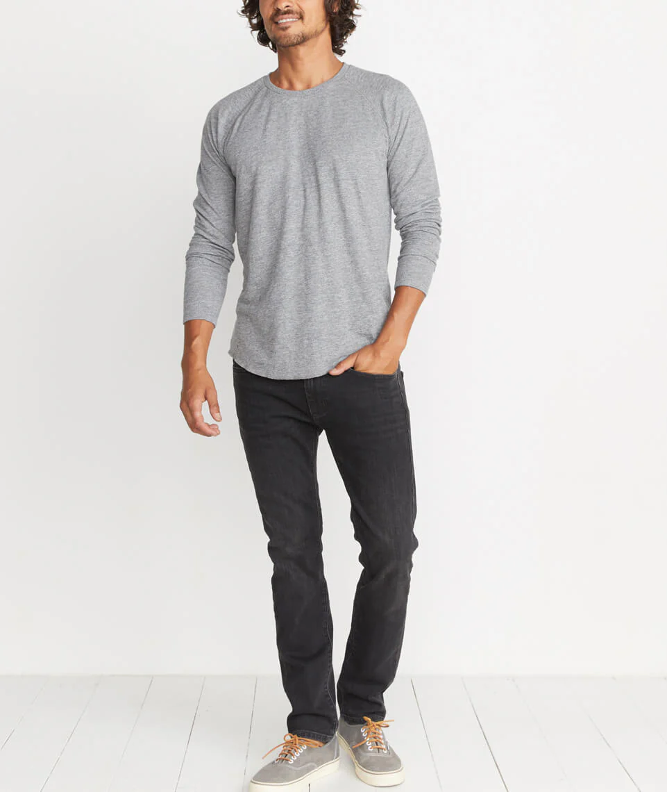 Double Knit Baseball Raglan in Heather Grey