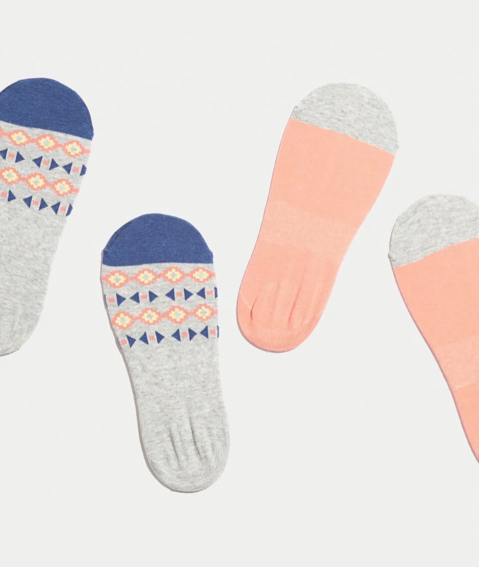 Nellie No Show Socks in Coral (Pack of 2)