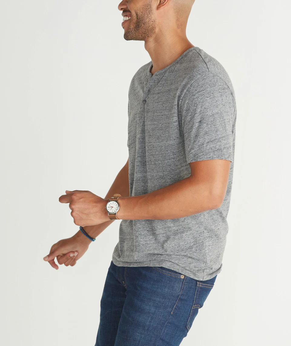Shortsleeve Henley in Flax Grey