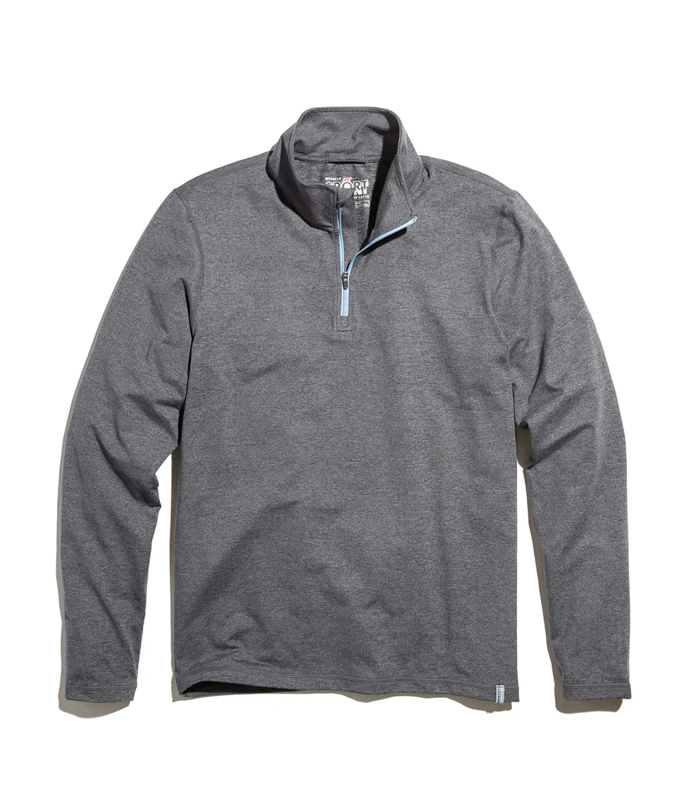 Huntley Sport Quarter Zip in Heather Grey