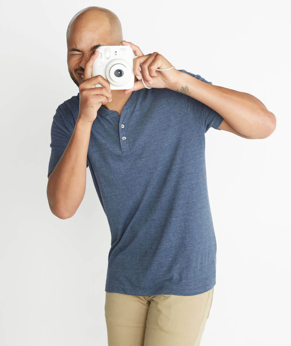 Shortsleeve Henley in Dark Denim