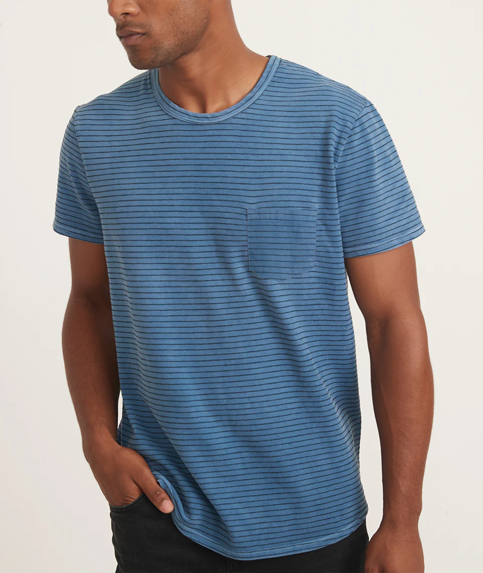 Vintage Heavy Slub Pocket Tee in Coronet Blue Stripe