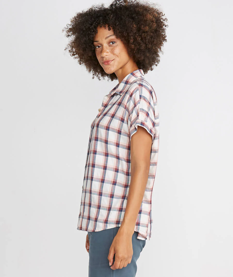 Presley Button Down in Rosewood Plaid