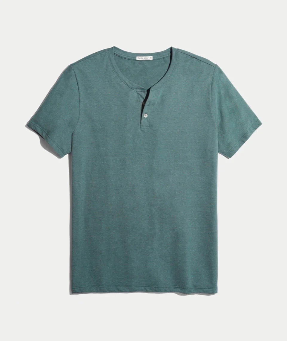 Shortsleeve Henley in Forest Green