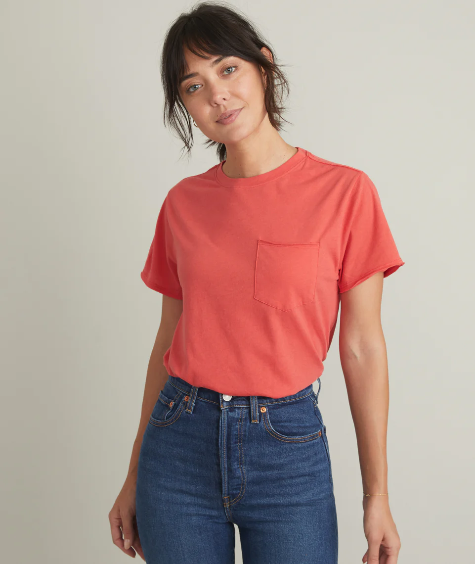 Boyfriend Crew Tee in Poinsettia