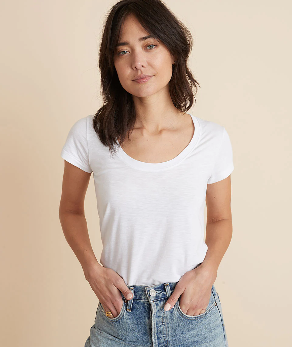Classic Scoop Neck Tee in White