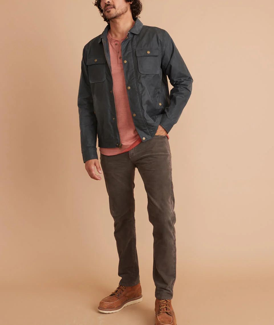 Waxed Canvas Trucker in Dark Grey