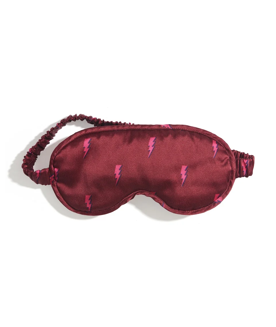 Washable Silk Sleep Mask in Rhododendron Lightning Bolt Print