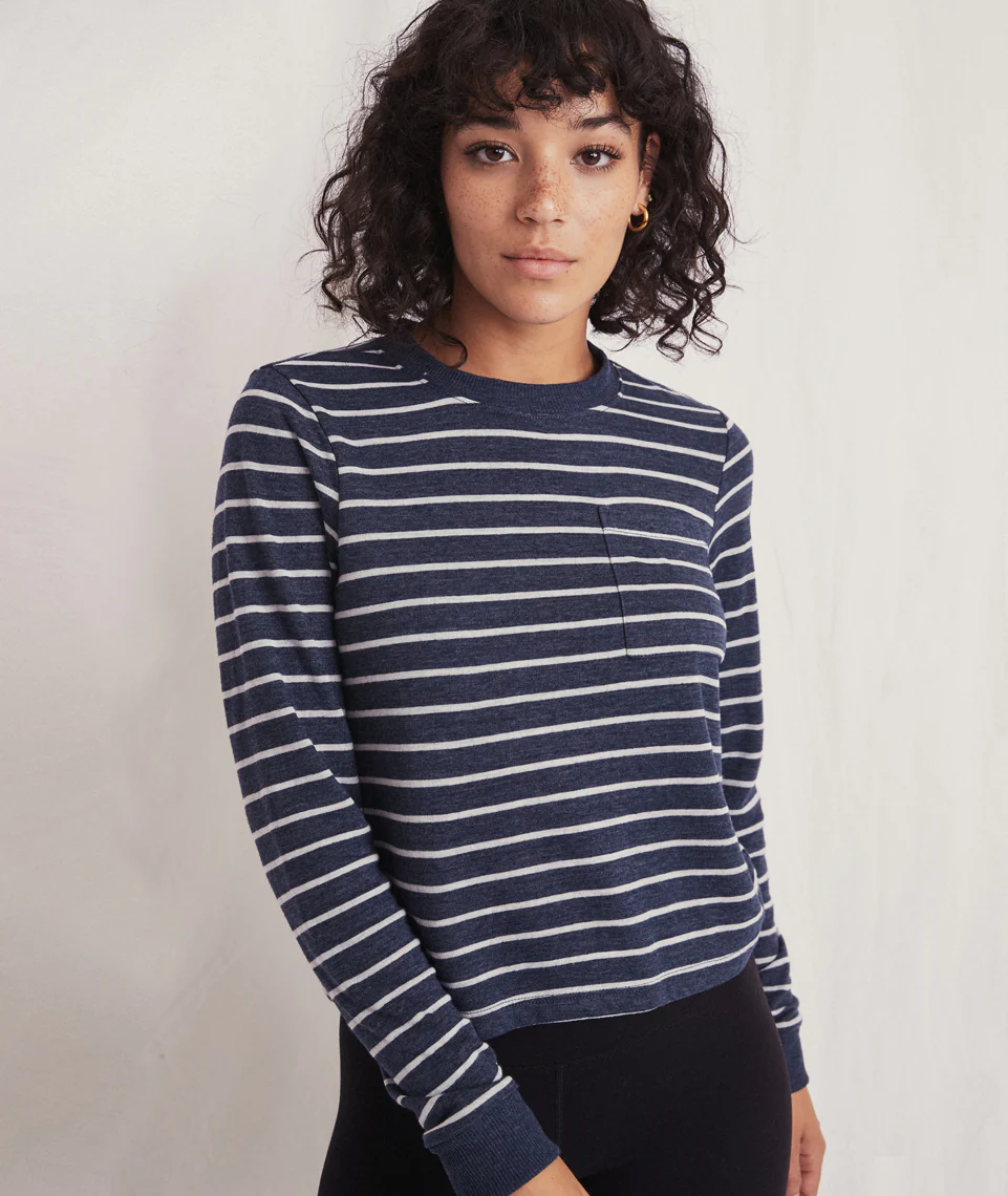 Double Knit Crew in Navy Blazer/White