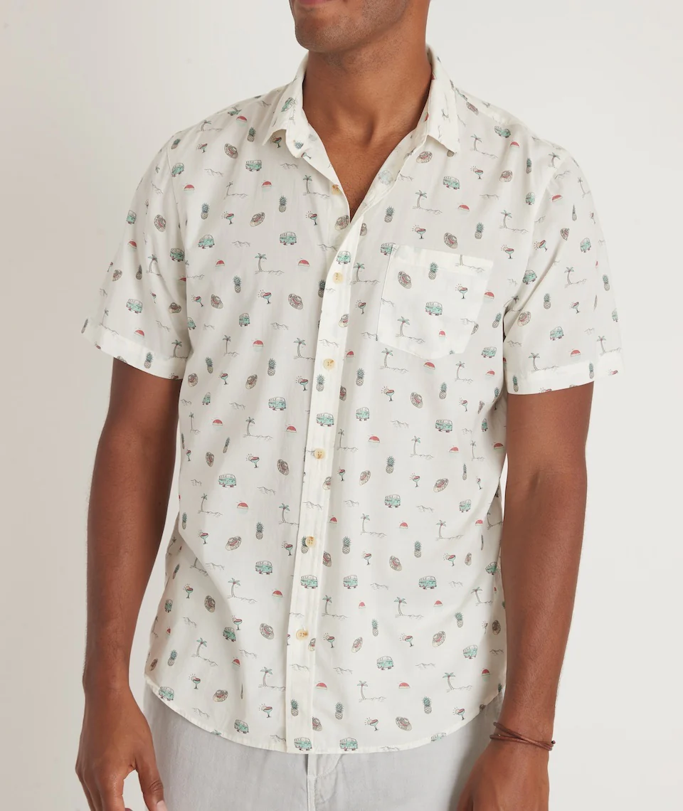 Short Sleeve Cotton Rayon Shirt in ML Print