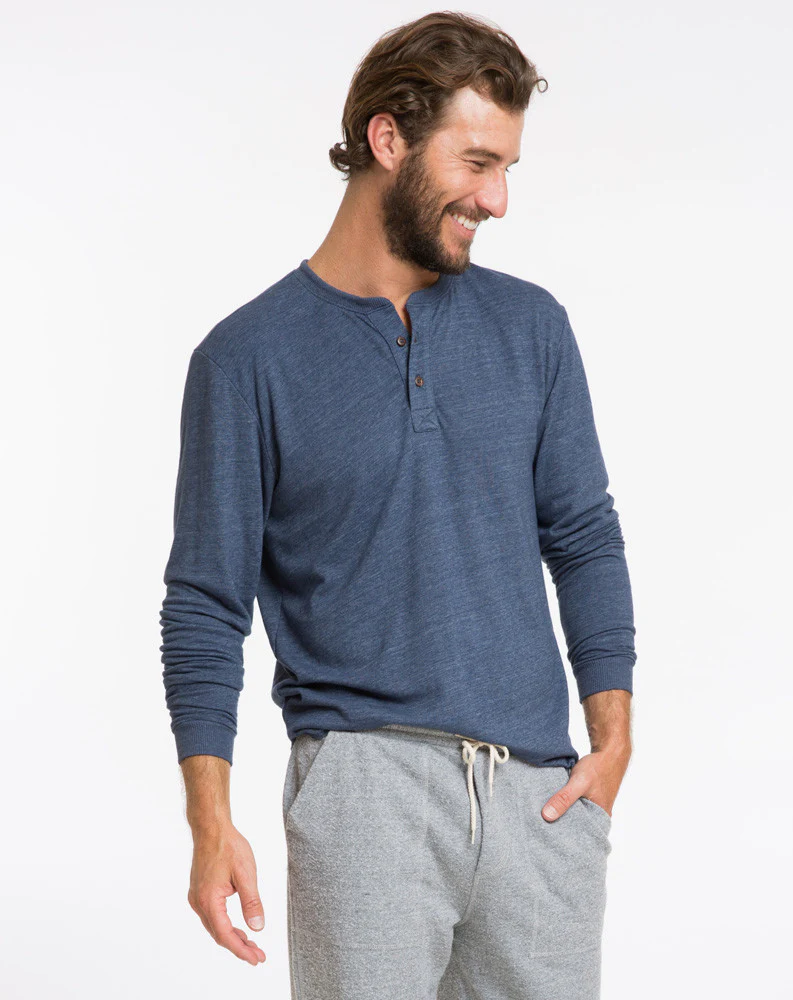 Double Knit Henley - Navy
