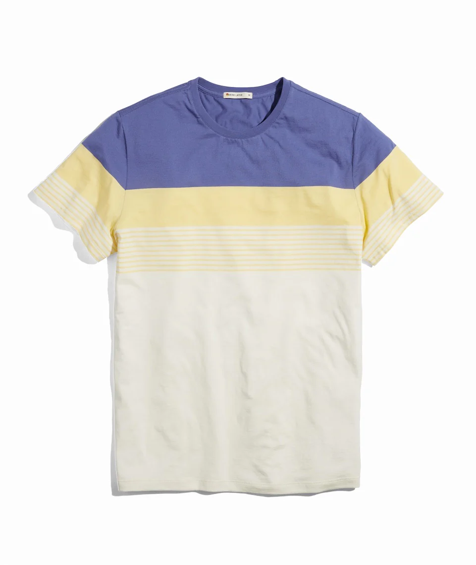 Signature Crew Tee in Cobalt/Apricot