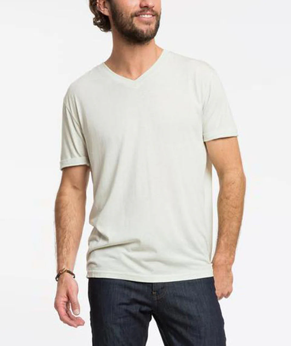 Signature Pigment Dye V-neck - Bleached Aqua