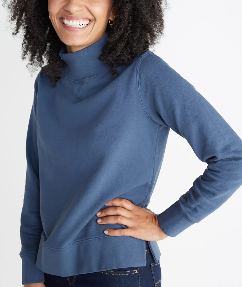 Evie Funnel Neck Sweatshirt in Deep Denim