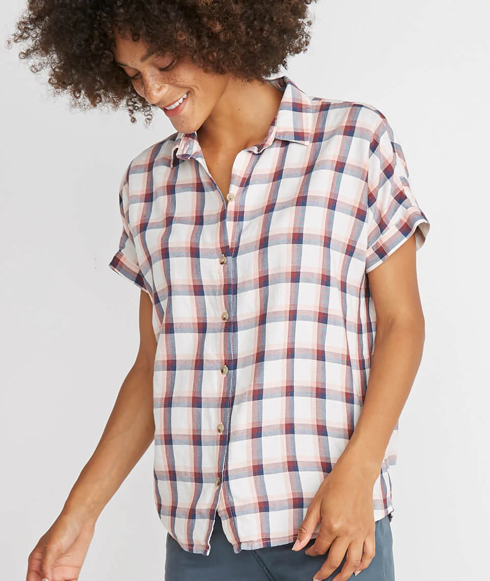 Presley Button Down in Rosewood Plaid