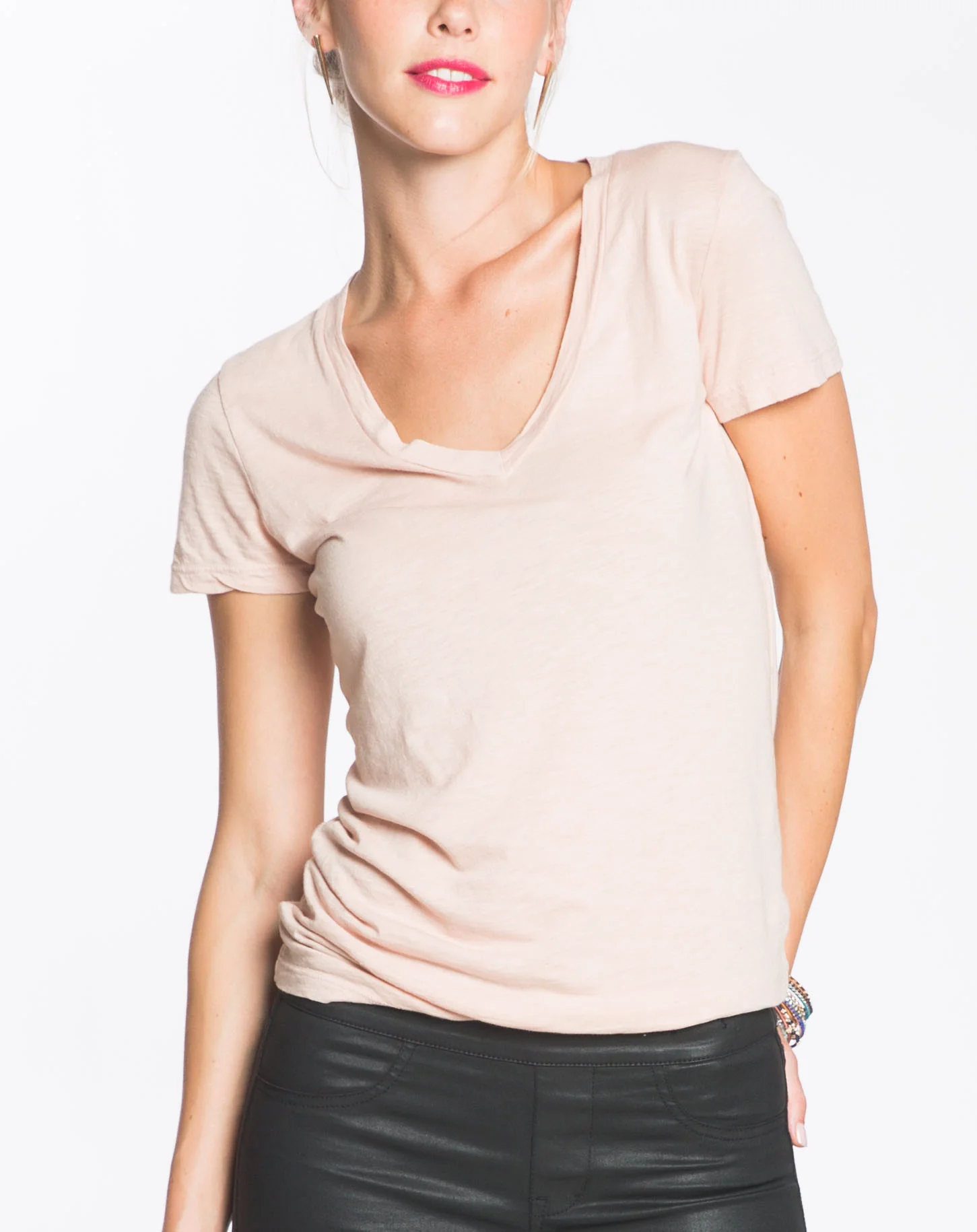 Slub V-Neck - Dusty Pink
