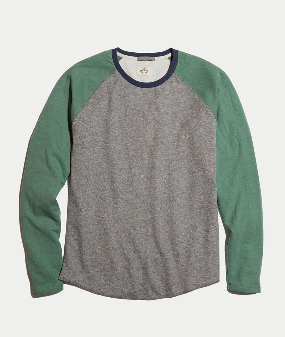Baseball Raglan in Heather Grey/Dark Ivy