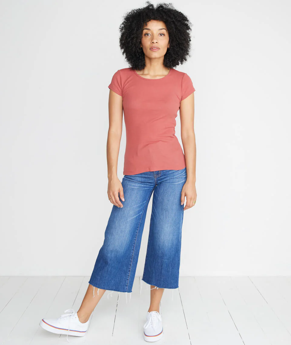 Lila Rib Scoopneck in Brick