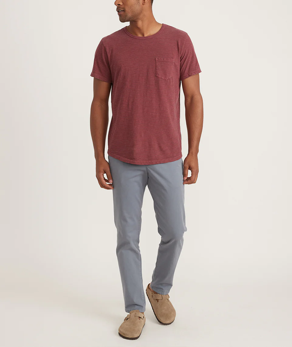 Saddle Hem Pocket Tee in Oxblood Red