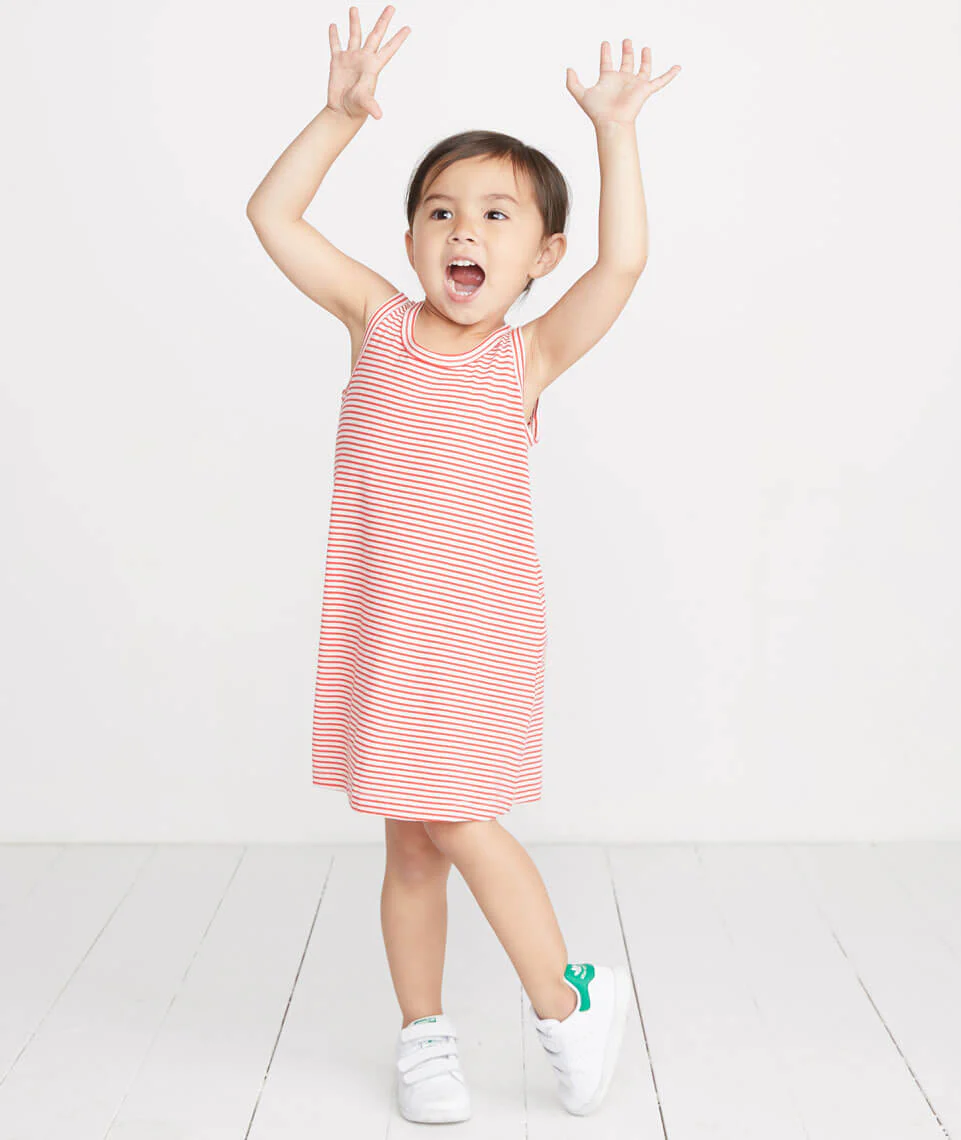 Mini Alana Tank Dress in Cherry/White Stripe