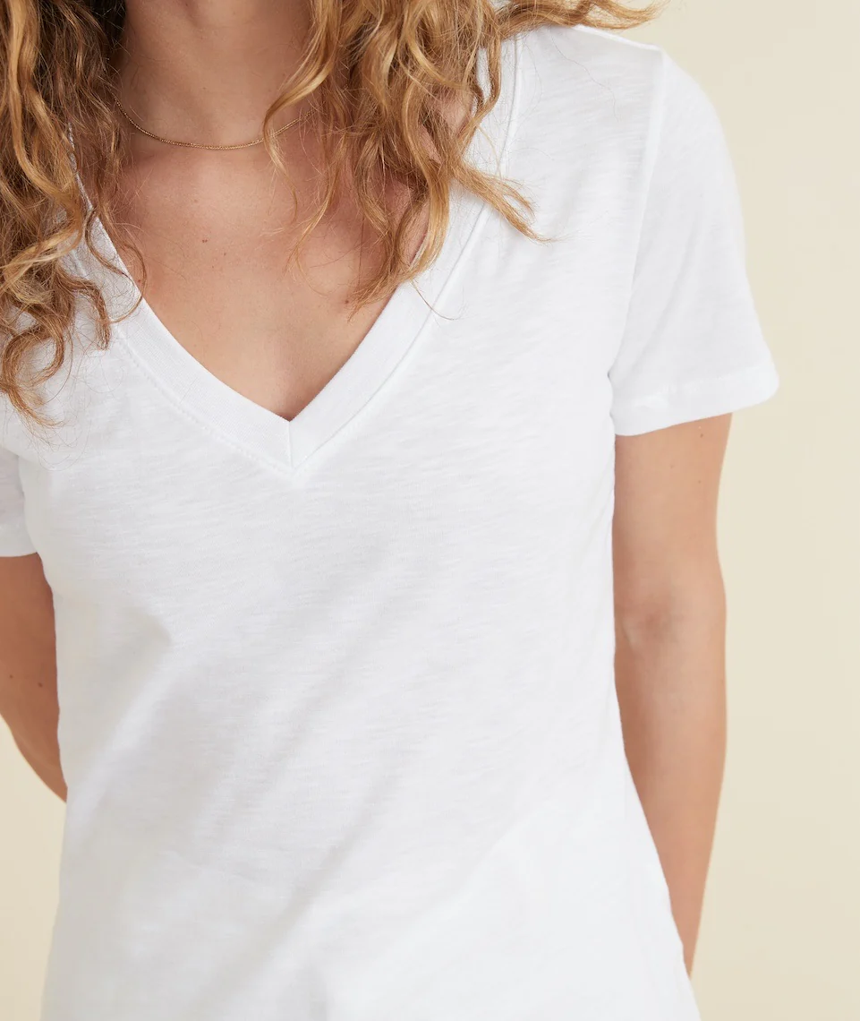 Classic V-Neck Tee in White