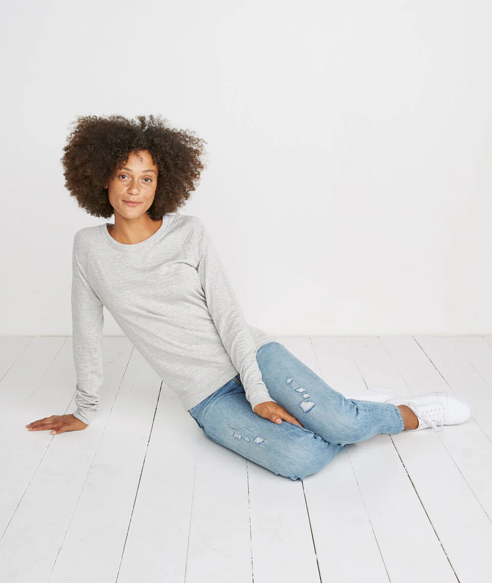 Radley Reversible Raglan in Heather Grey/Cream