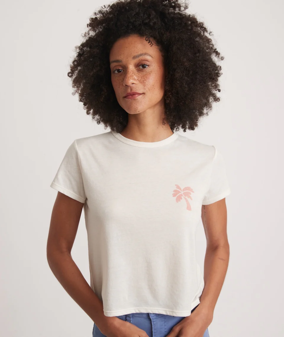 Crop Graphic Tee in White