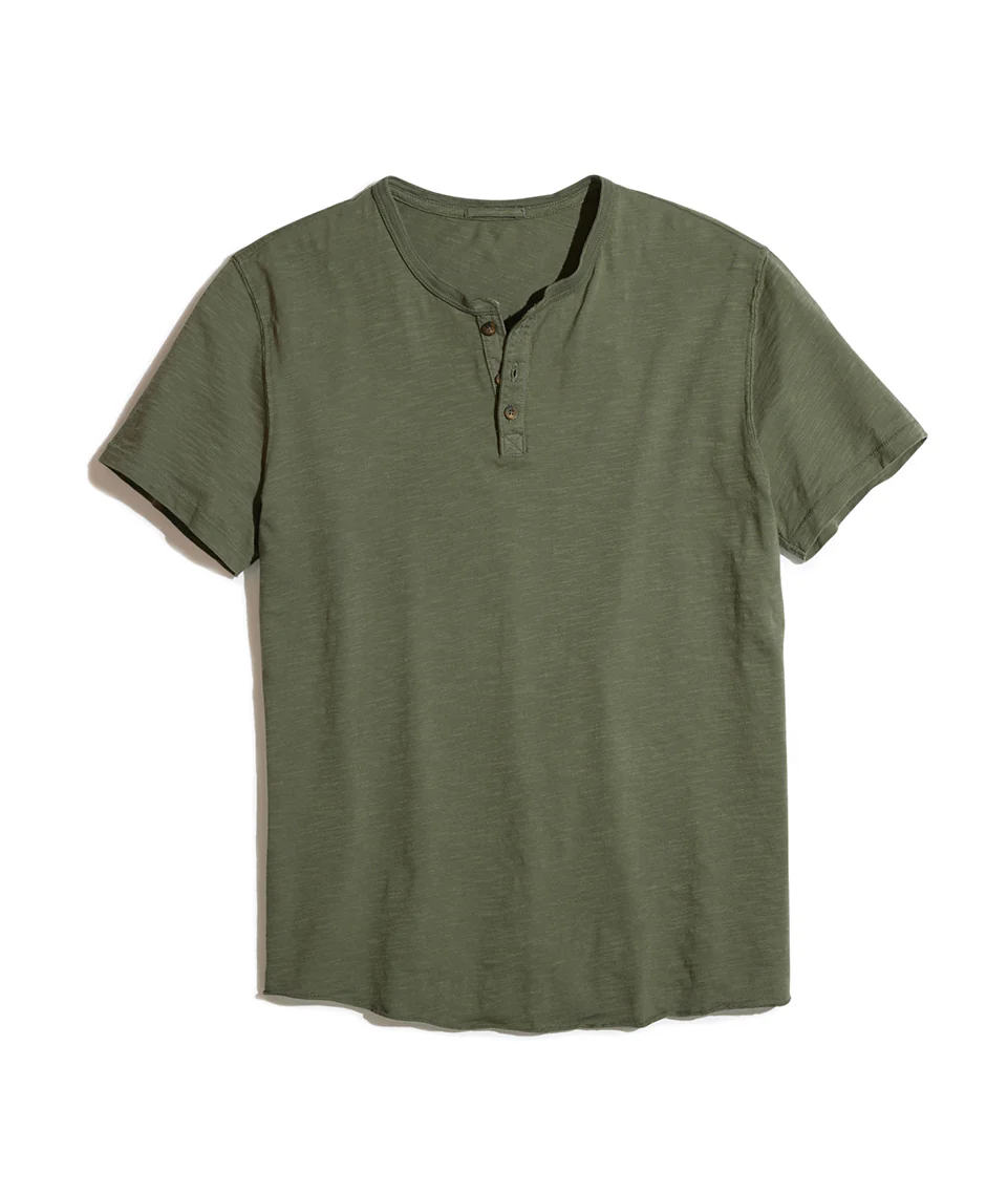 Short Sleeve Henley in Faded Thyme